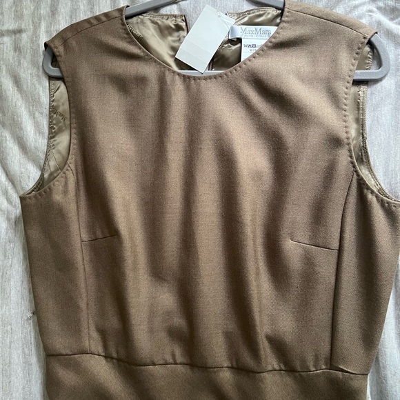 Max Mara Ural Camel Wool Silk Blend MIDI Dress sz 14 NWT - Picture 7 of 10
